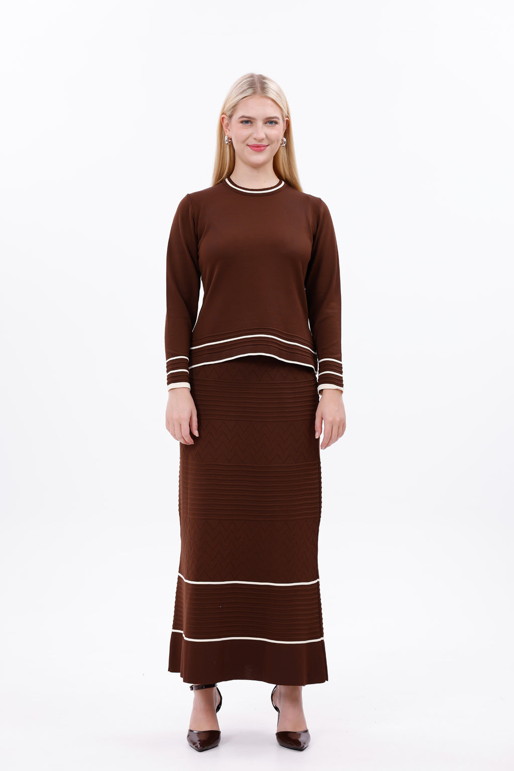 ZZ Iter Knitted Skirt Set Brown
