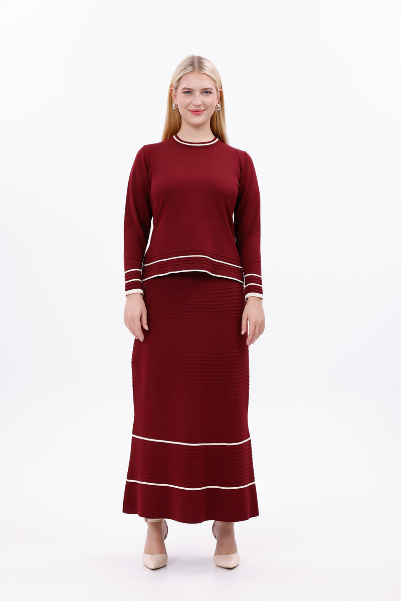 ZZ Iter Knitted Skirt Set Burgundy