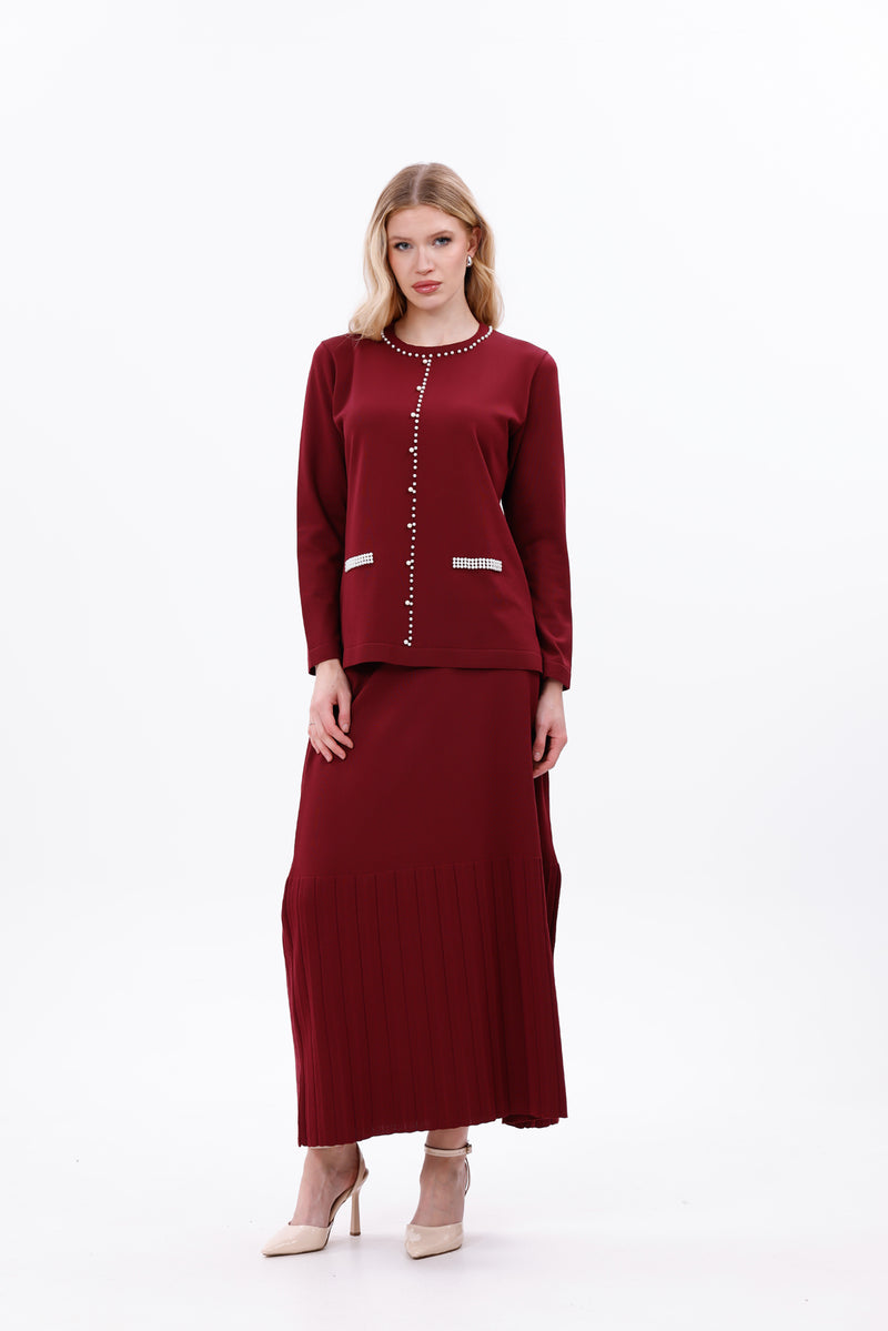 ZZ Bilge Knitted Winter Set Burgundy