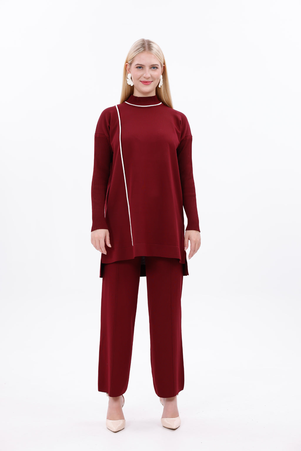 ZZ Balkiz Knitted Winter Set Burgundy