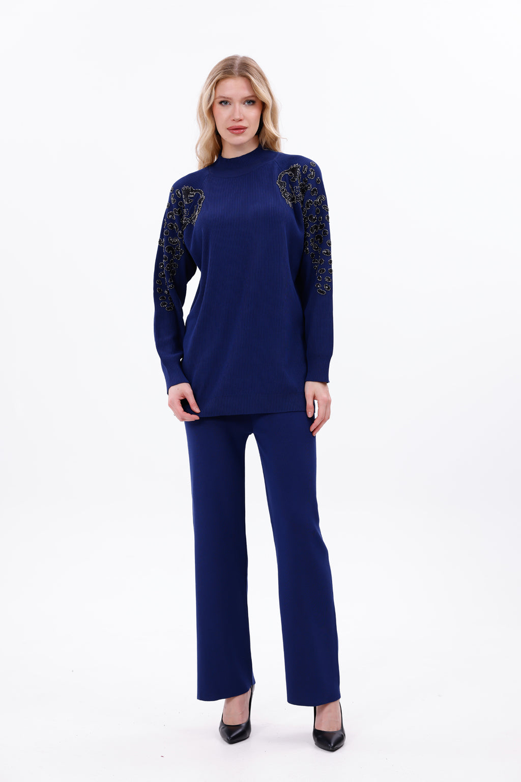 ZZ Benice Knitted Winter Set Navy Blue