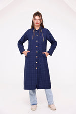 Bwst Quilted Hooded Cape Navy Blue