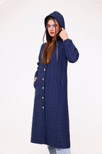Bwst Quilted Hooded Cape Navy Blue