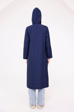 Bwst Quilted Hooded Cape Navy Blue