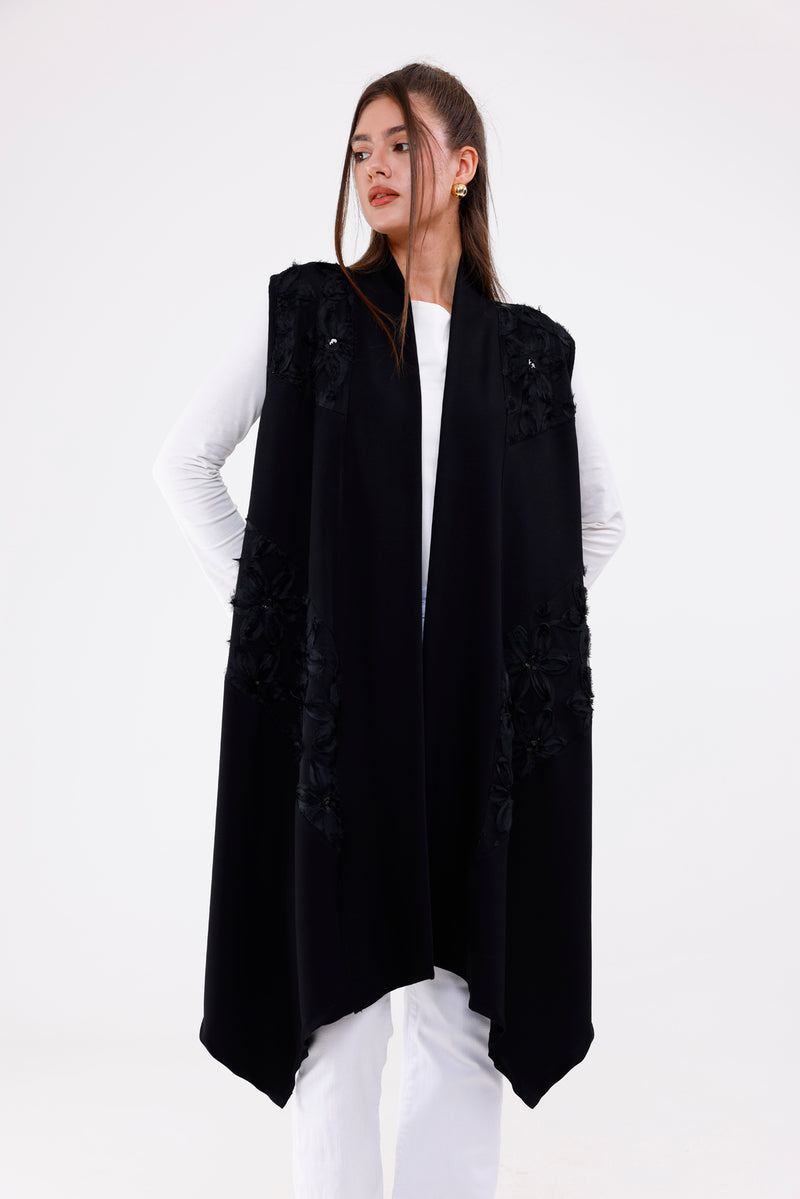 WRN Flower Dtld Vest Black