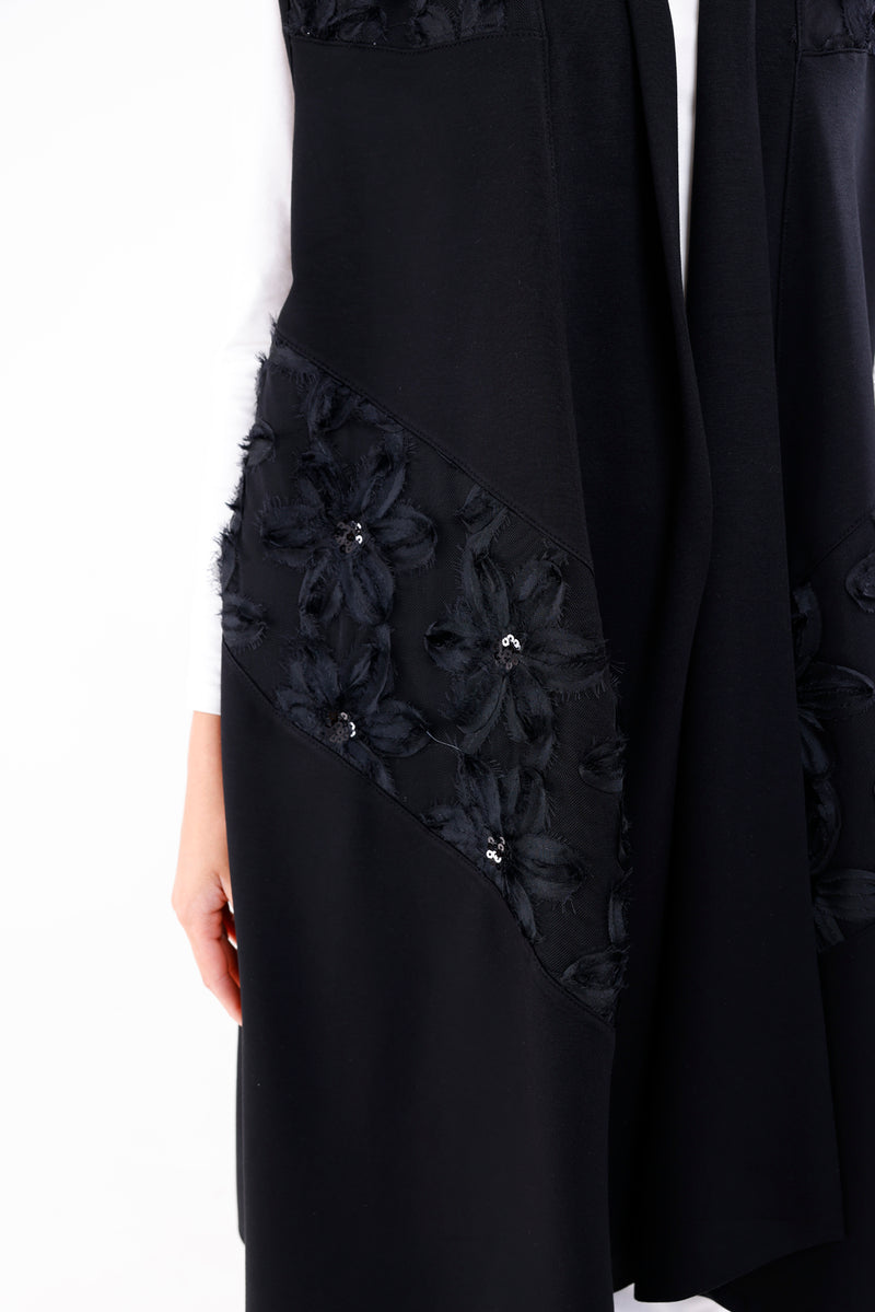 WRN Flower Dtld Vest Black