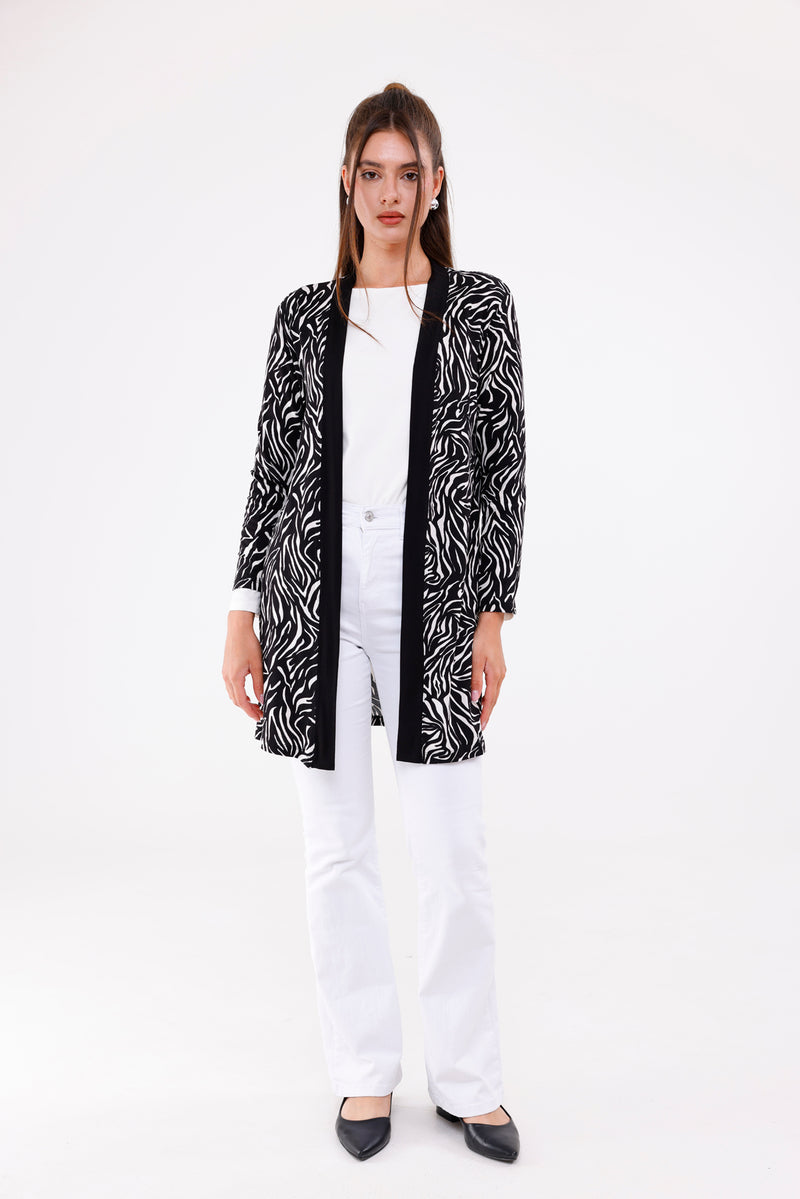 WRN Zebra Printed Cardigan Black
