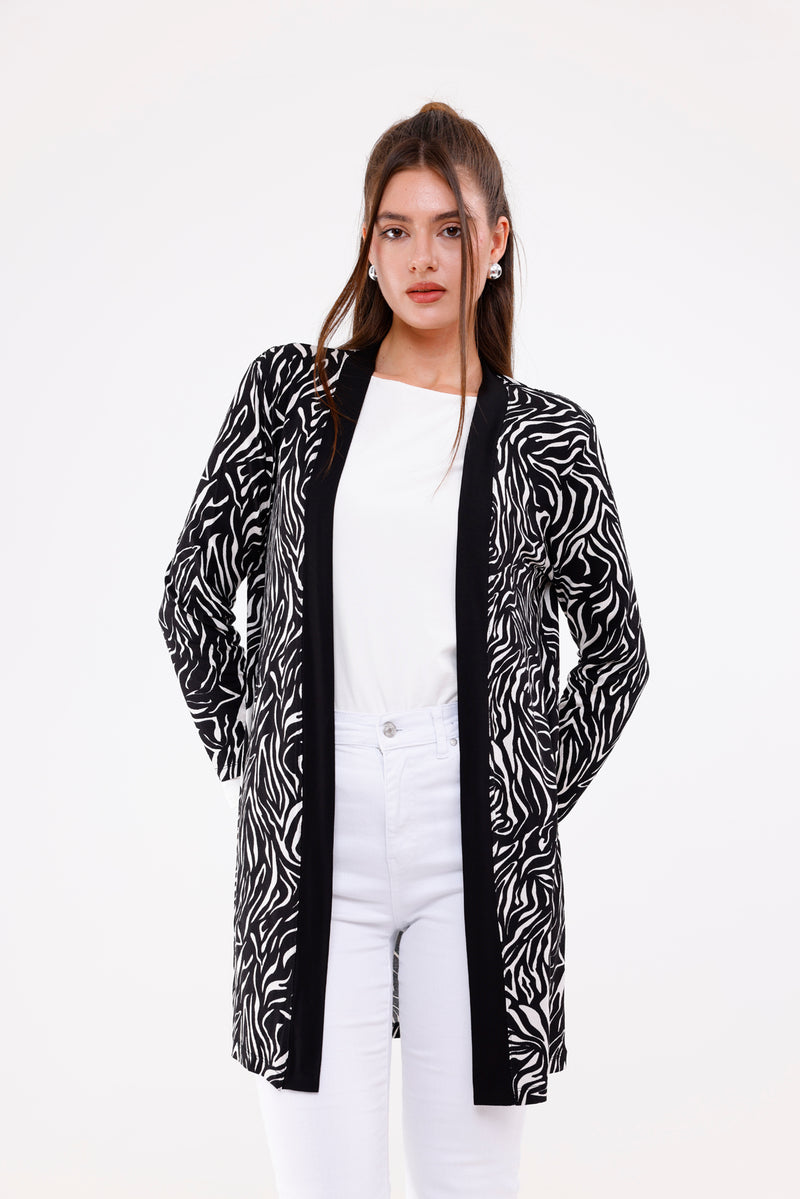 WRN Zebra Printed Cardigan Black