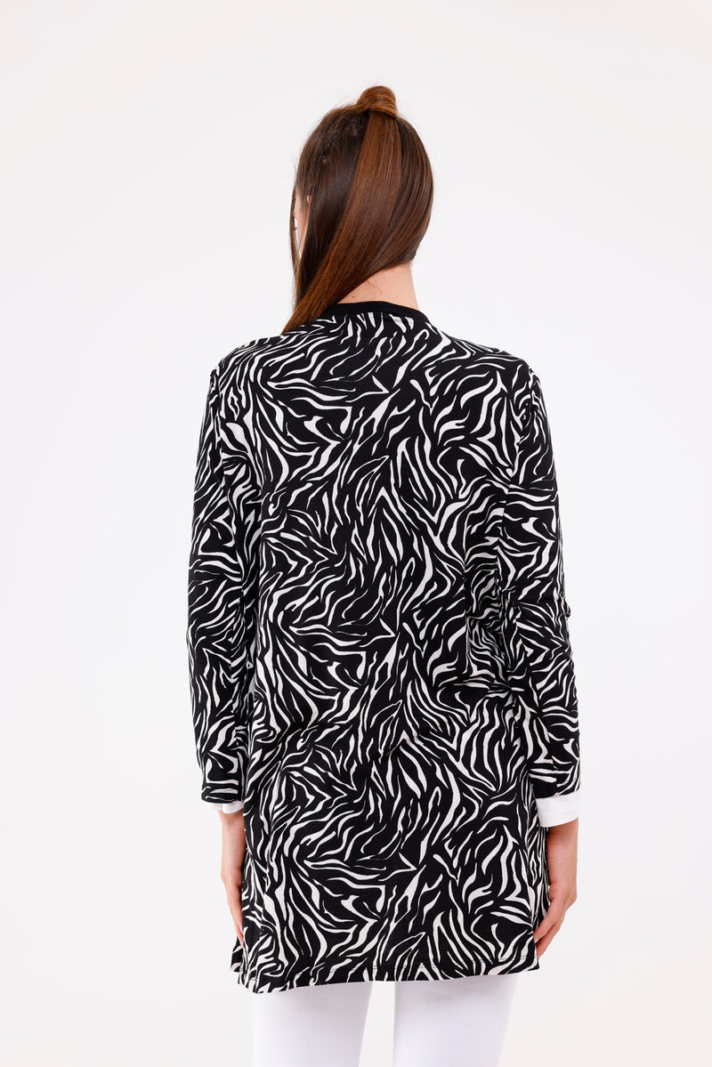 WRN Zebra Printed Cardigan Black