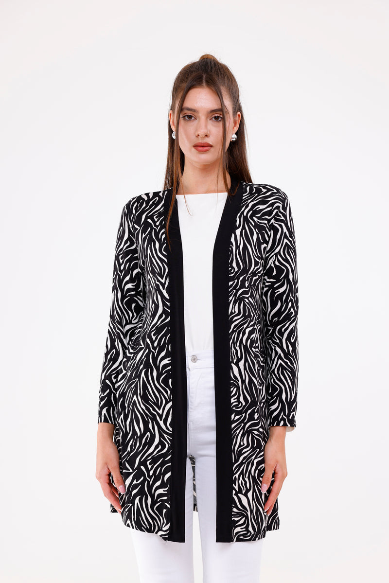 WRN Zebra Printed Cardigan Black