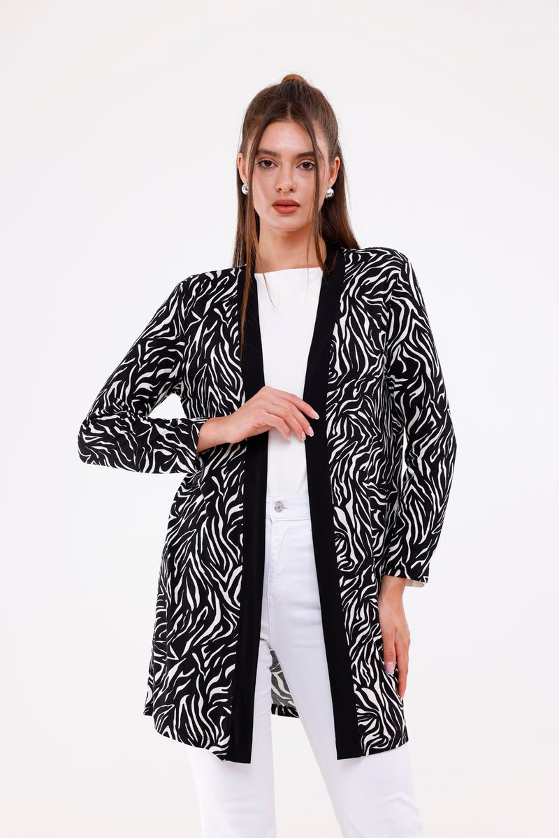 WRN Zebra Printed Cardigan Black