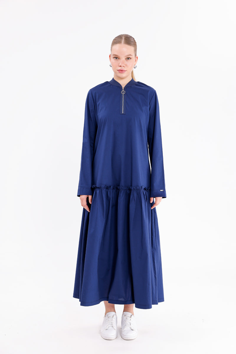 INVEE Cotton Dress Navy Blue