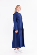 INVEE Cotton Dress Navy Blue