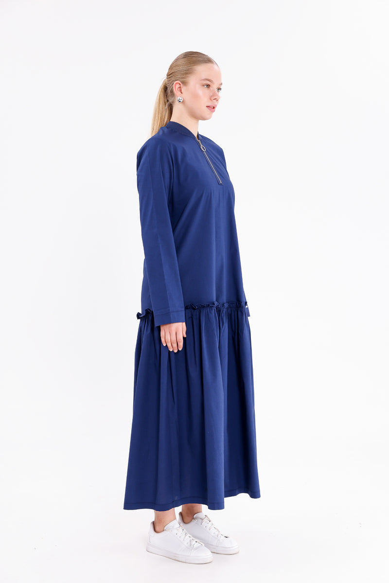 INVEE Cotton Dress Navy Blue