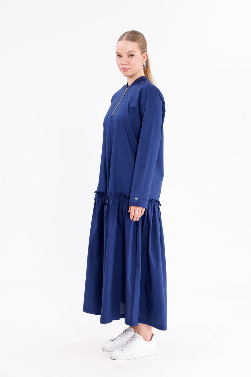 INVEE Cotton Dress Navy Blue