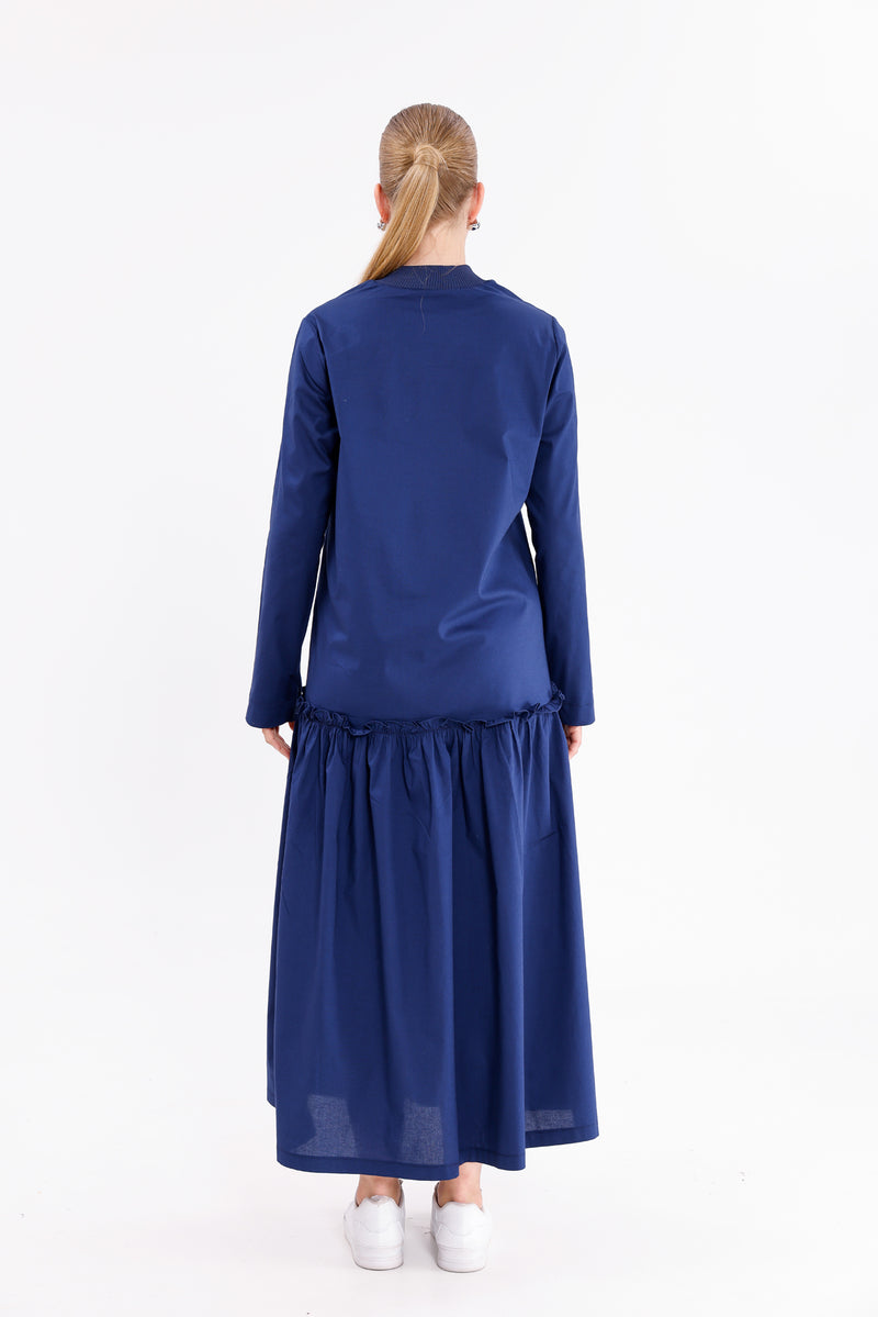 INVEE Cotton Dress Navy Blue