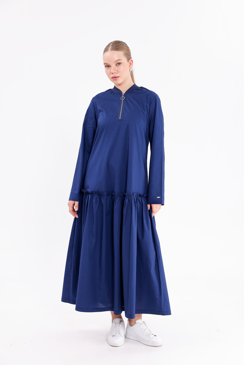 INVEE Cotton Dress Navy Blue