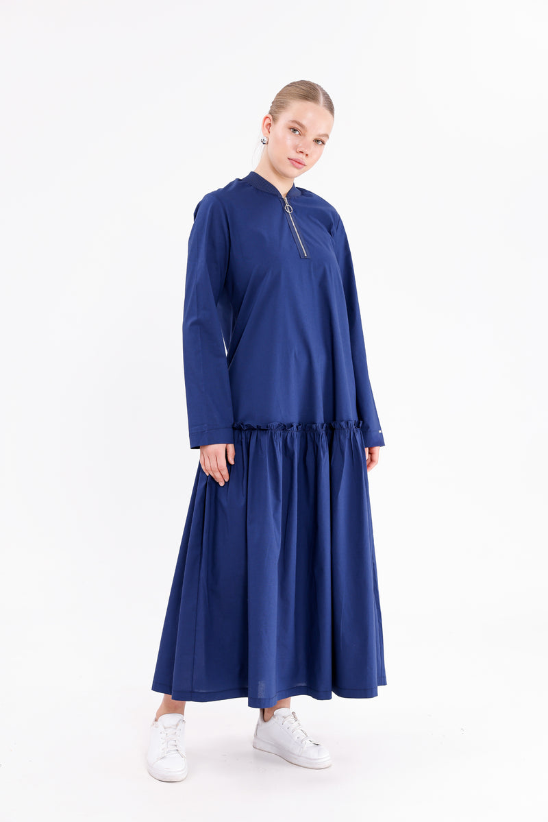 INVEE Cotton Dress Navy Blue