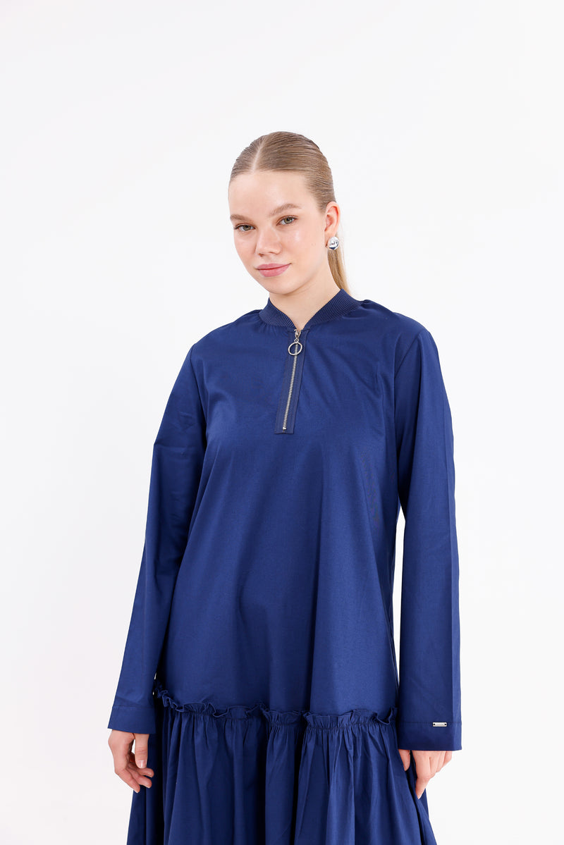 INVEE Cotton Dress Navy Blue