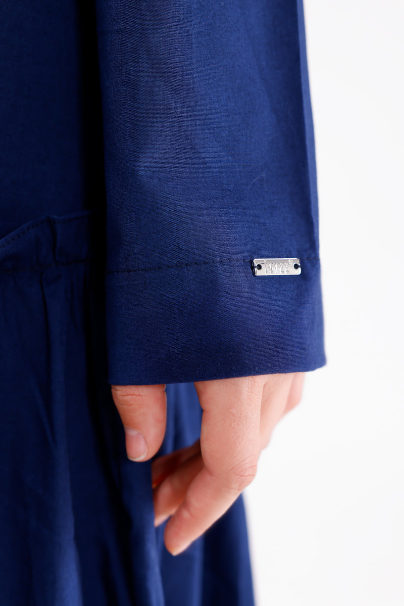 INVEE Cotton Dress Navy Blue
