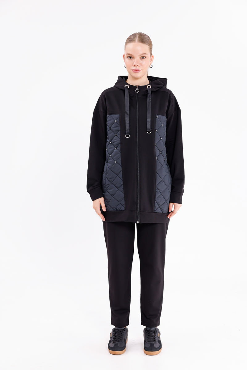 SCL Quilted Half Tracksuit Black