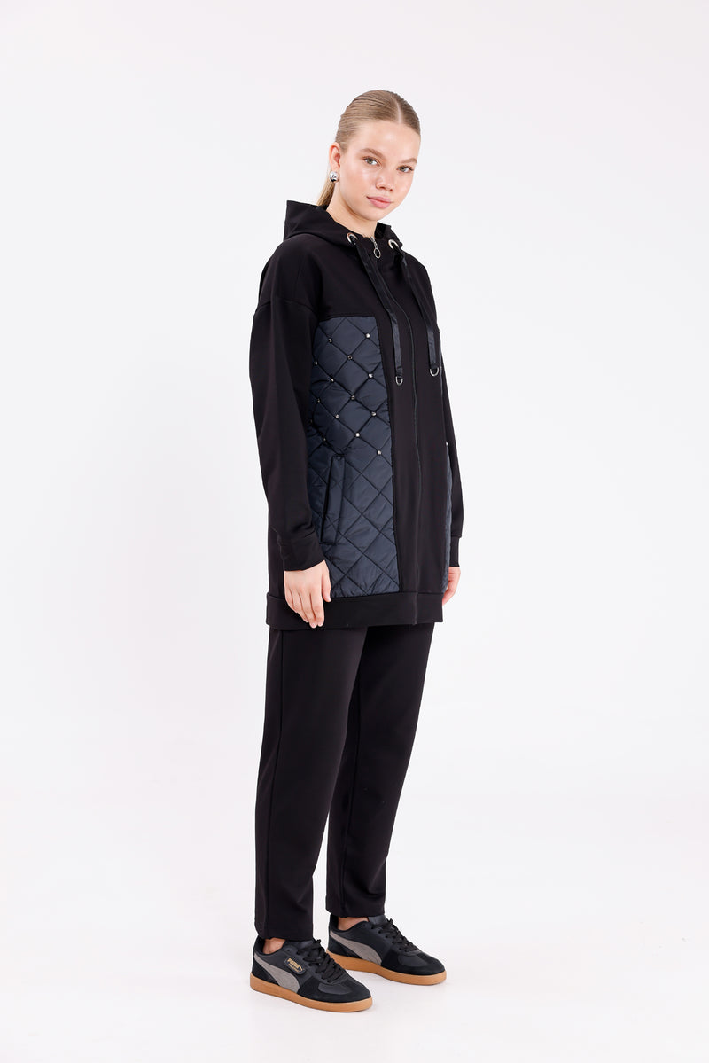 SCL Quilted Half Tracksuit Black