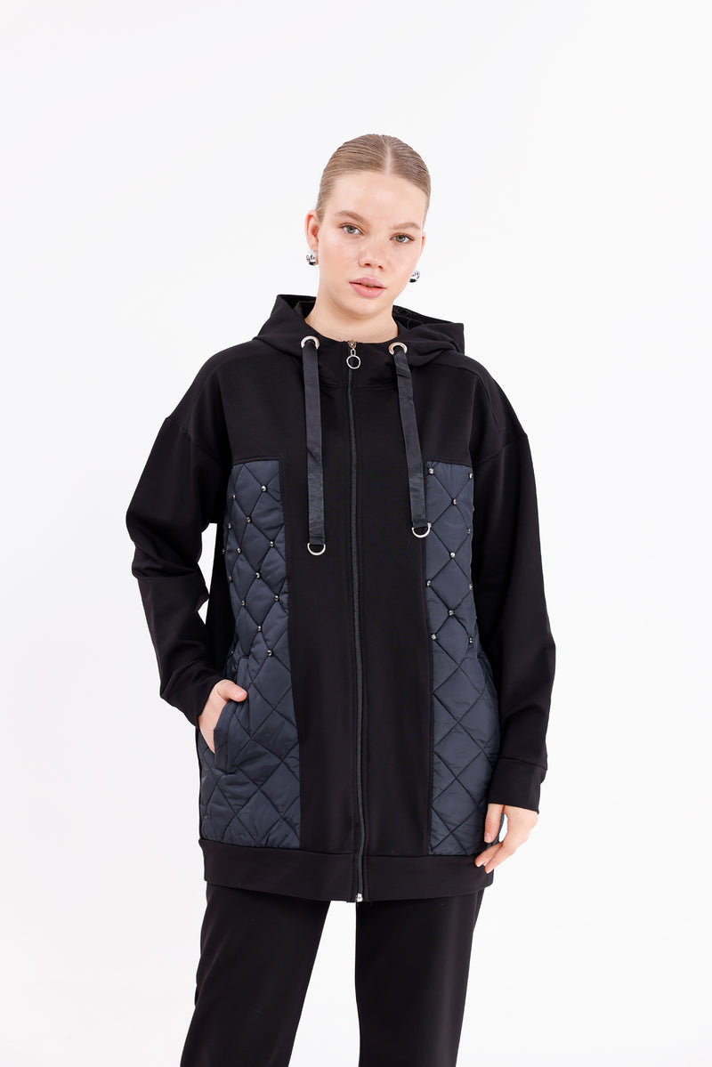 SCL Quilted Half Tracksuit Black