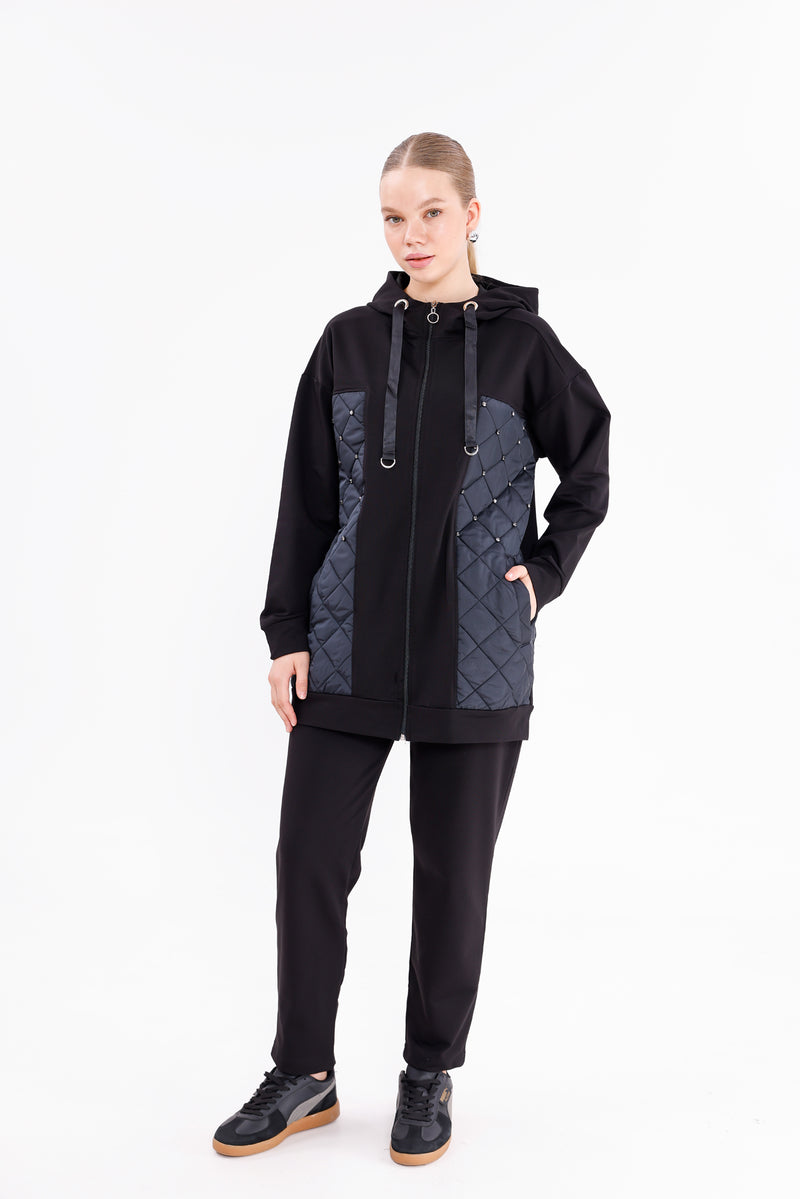 SCL Quilted Half Tracksuit Black