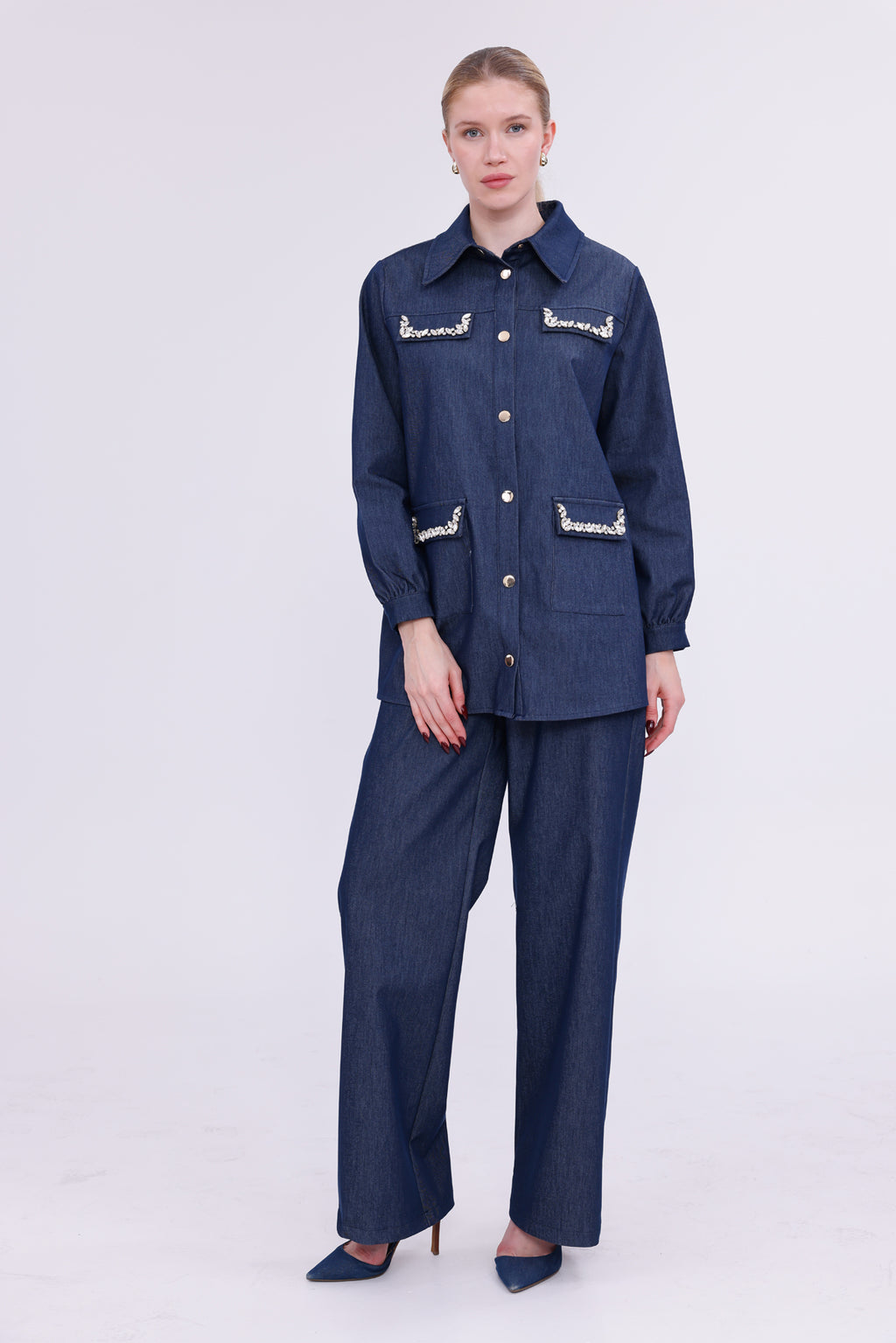 WM Aden 3 Pc Denim Set Navy Blue