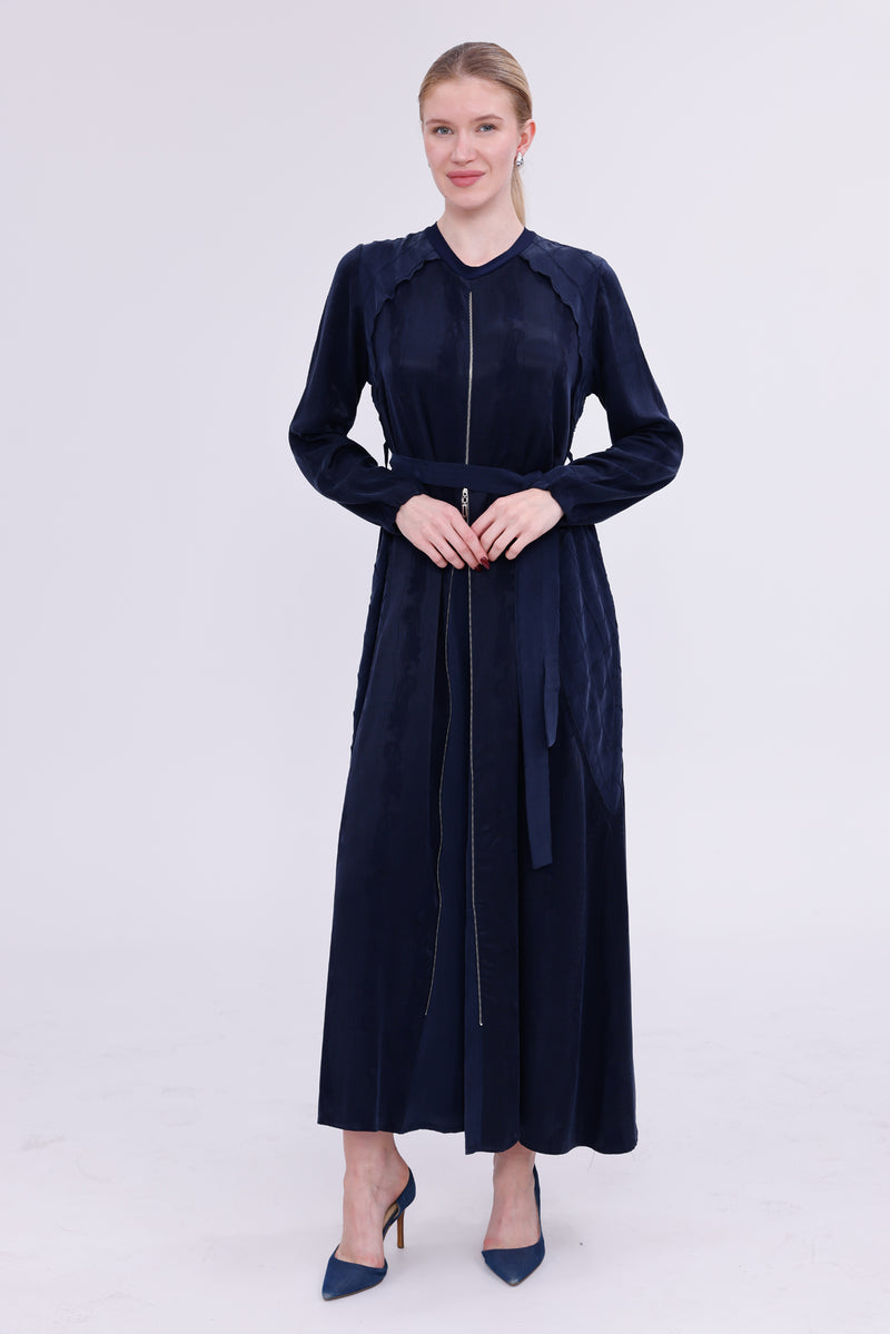 Misswhence Silk Dress Navy Blue