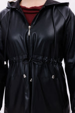 ZRN Leather Hoodie Cape Black