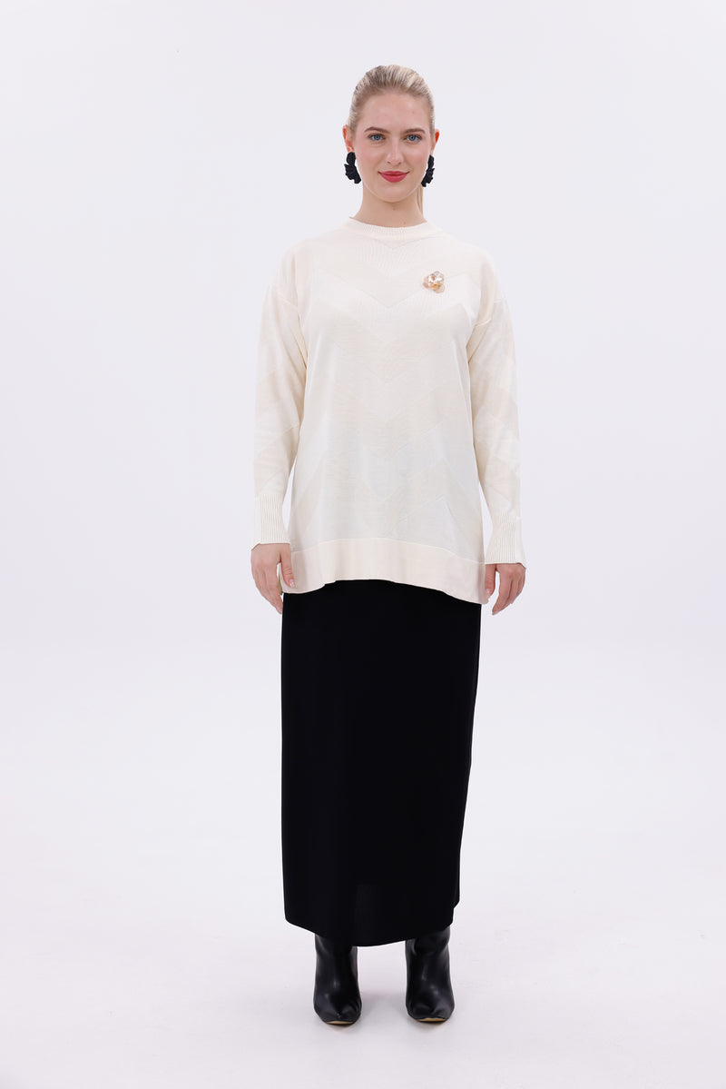 ZZ Imge Knitted Winter Blouse Ecru