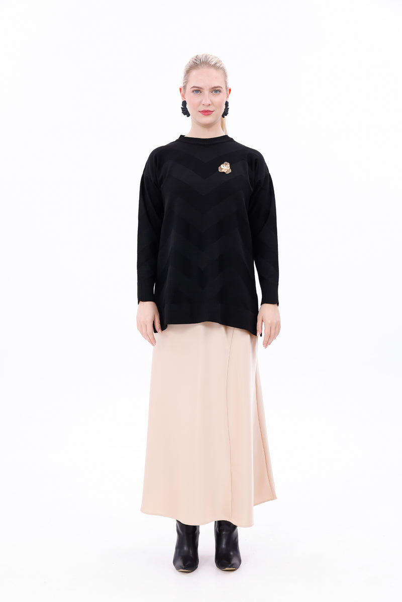 ZZ Imge Knitted Winter Blouse Black