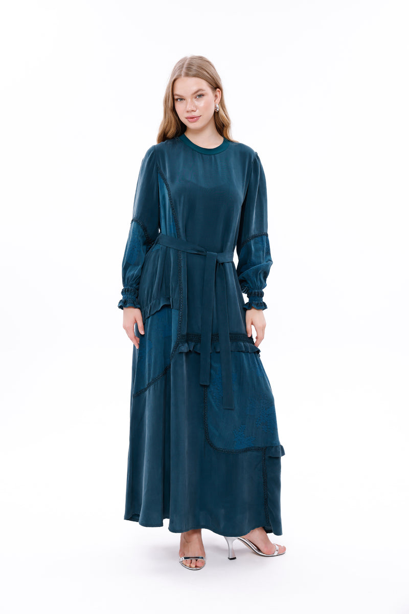 MissWhence 38818 Lace Qupra Silk Dress Emerald