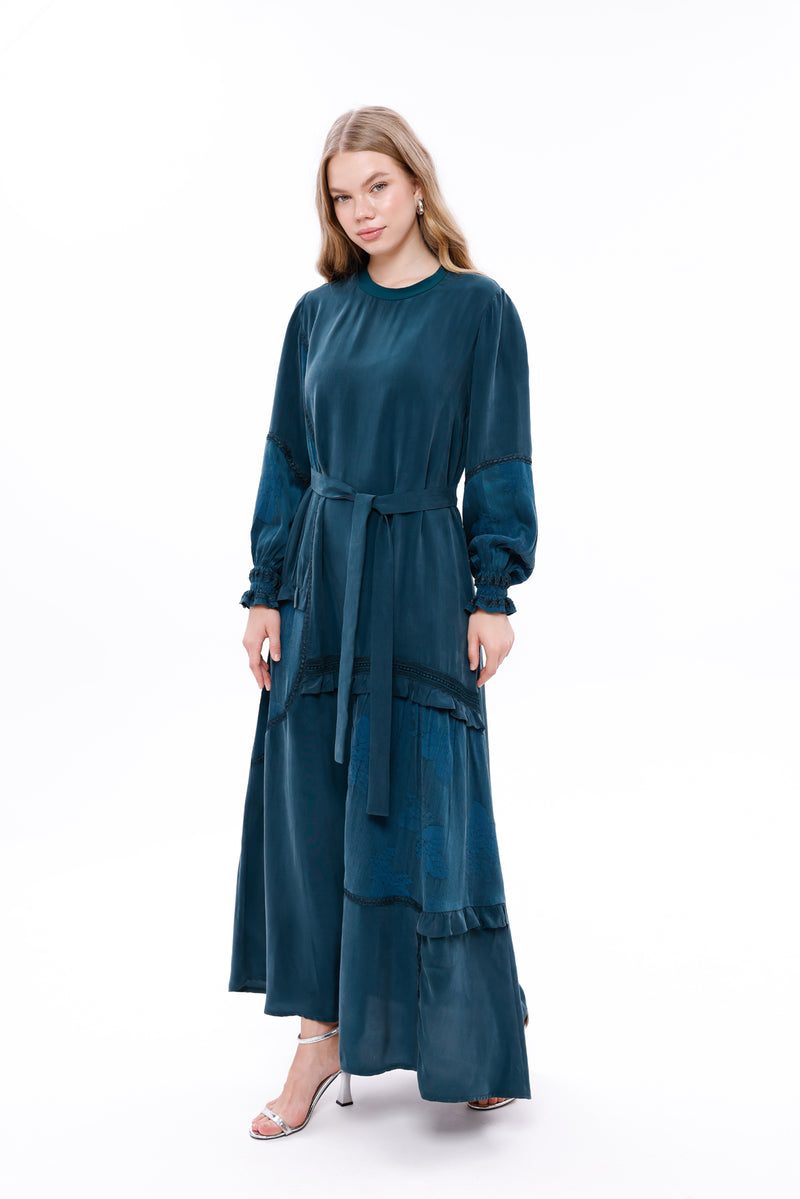 MissWhence 38818 Lace Qupra Silk Dress Emerald