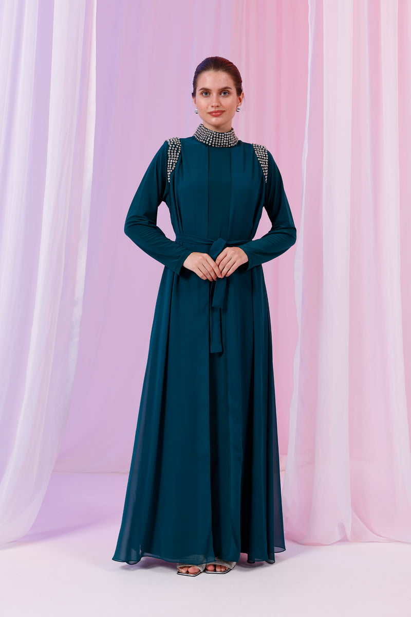 O&F Canpare Dress Emerald