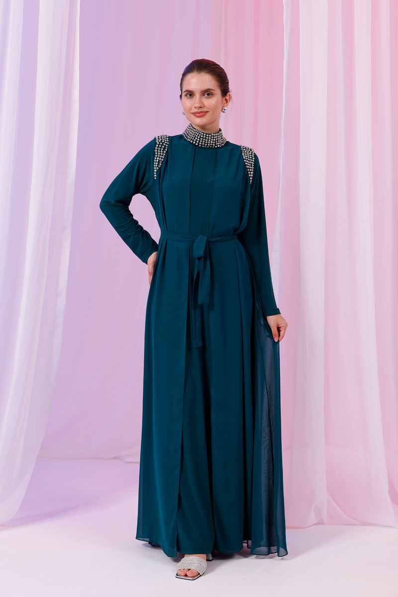 O&F Canpare Dress Emerald