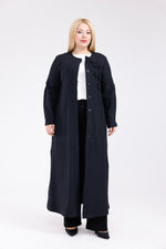 DL Flower Felt Long Cape Black