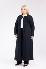 DL Flower Felt Long Cape Black
