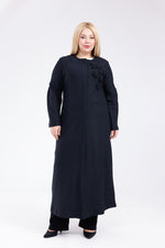DL Flower Felt Long Cape Black