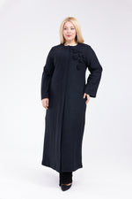 DL Flower Felt Long Cape Black