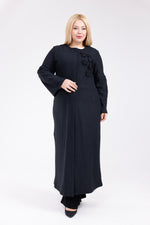 DL Flower Felt Long Cape Black