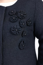 DL Flower Felt Long Cape Black