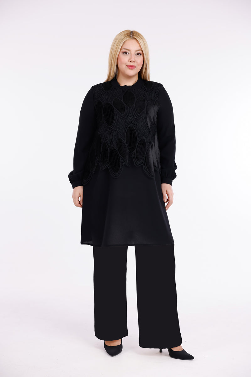 DL Lace Dtld Tunic Black
