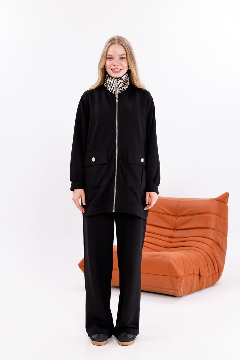 FTZ Leopard Neck Set Black