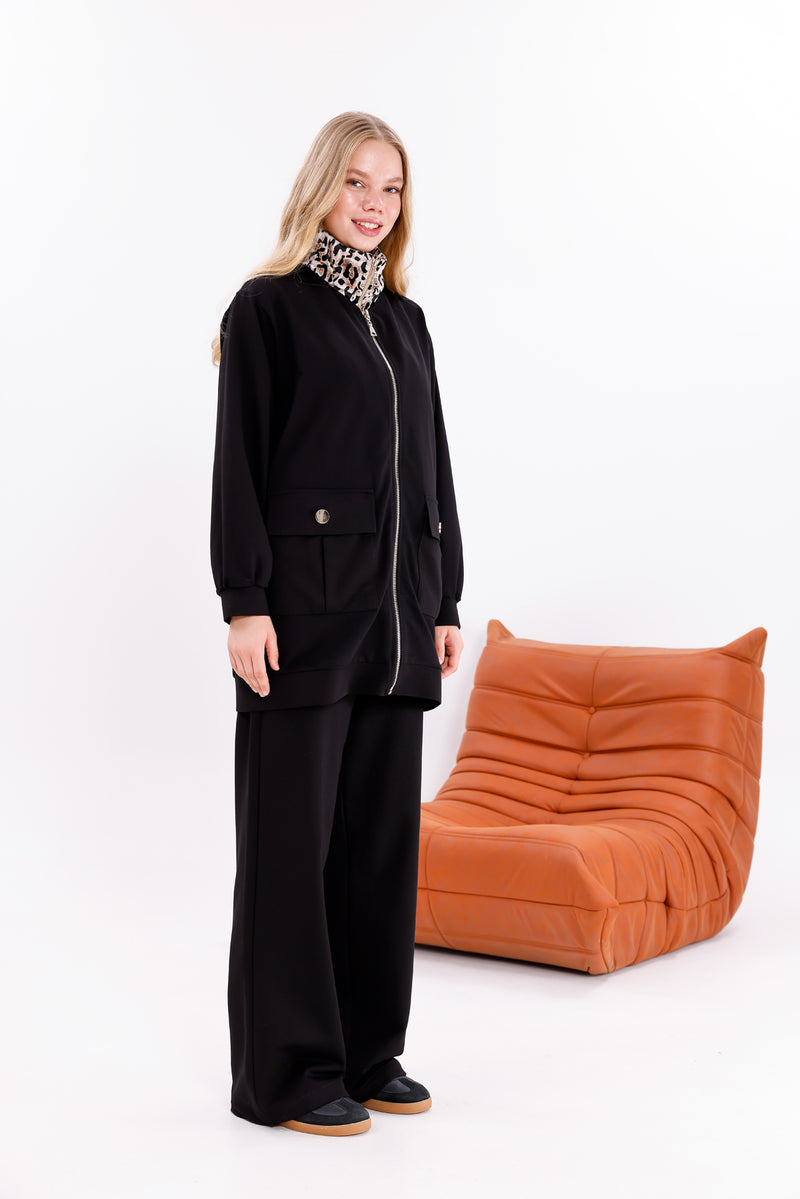 FTZ Leopard Neck Set Black