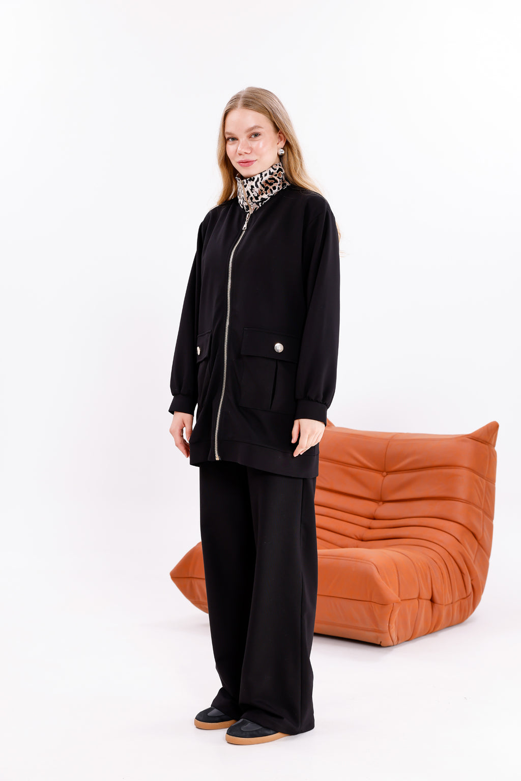 FTZ Leopard Neck Set Black