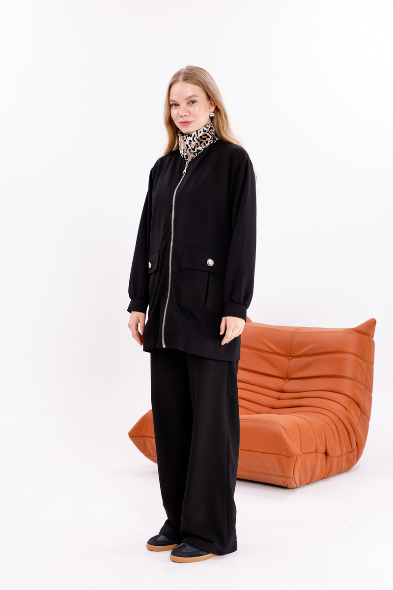 FTZ Leopard Neck Set Black
