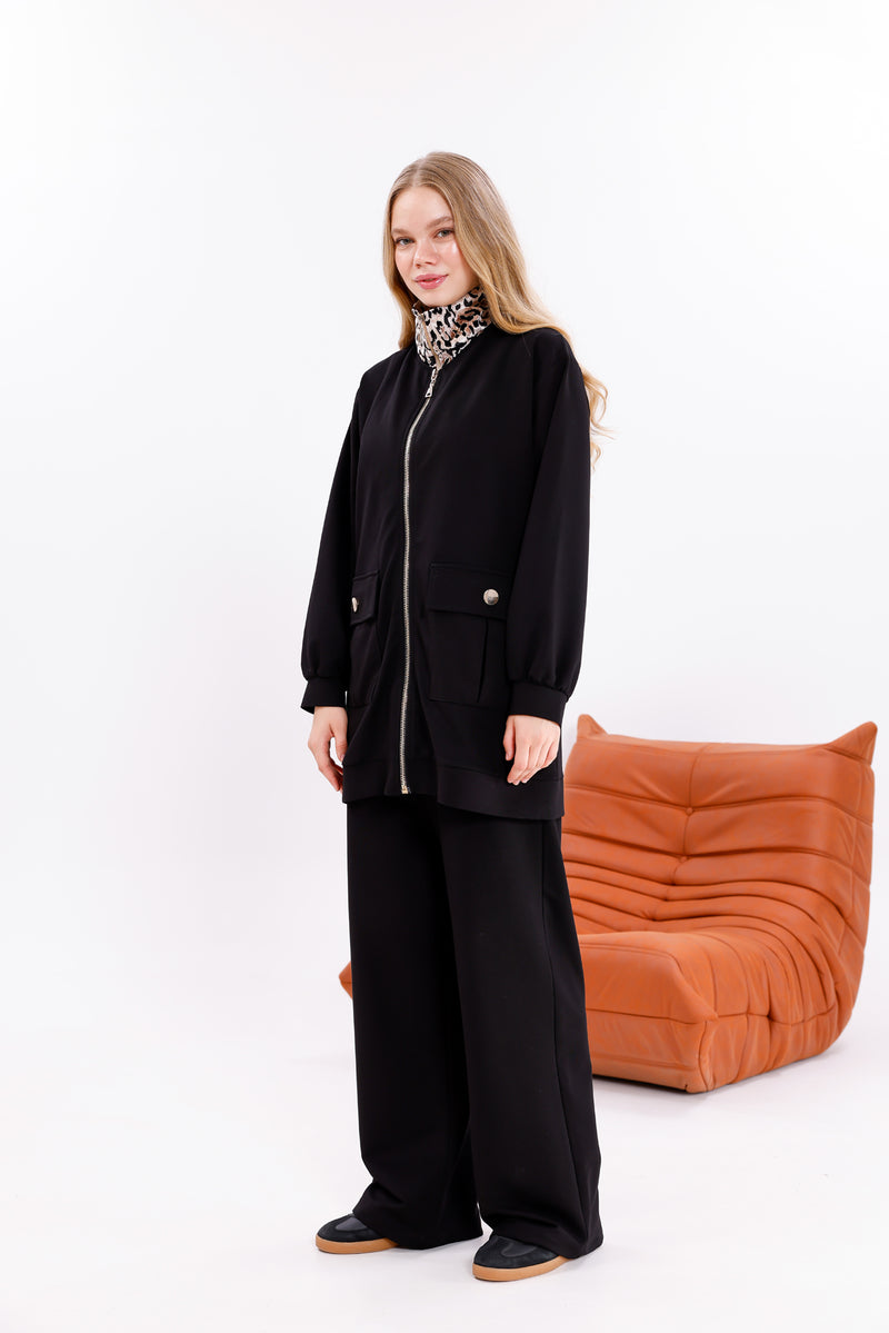 FTZ Leopard Neck Set Black