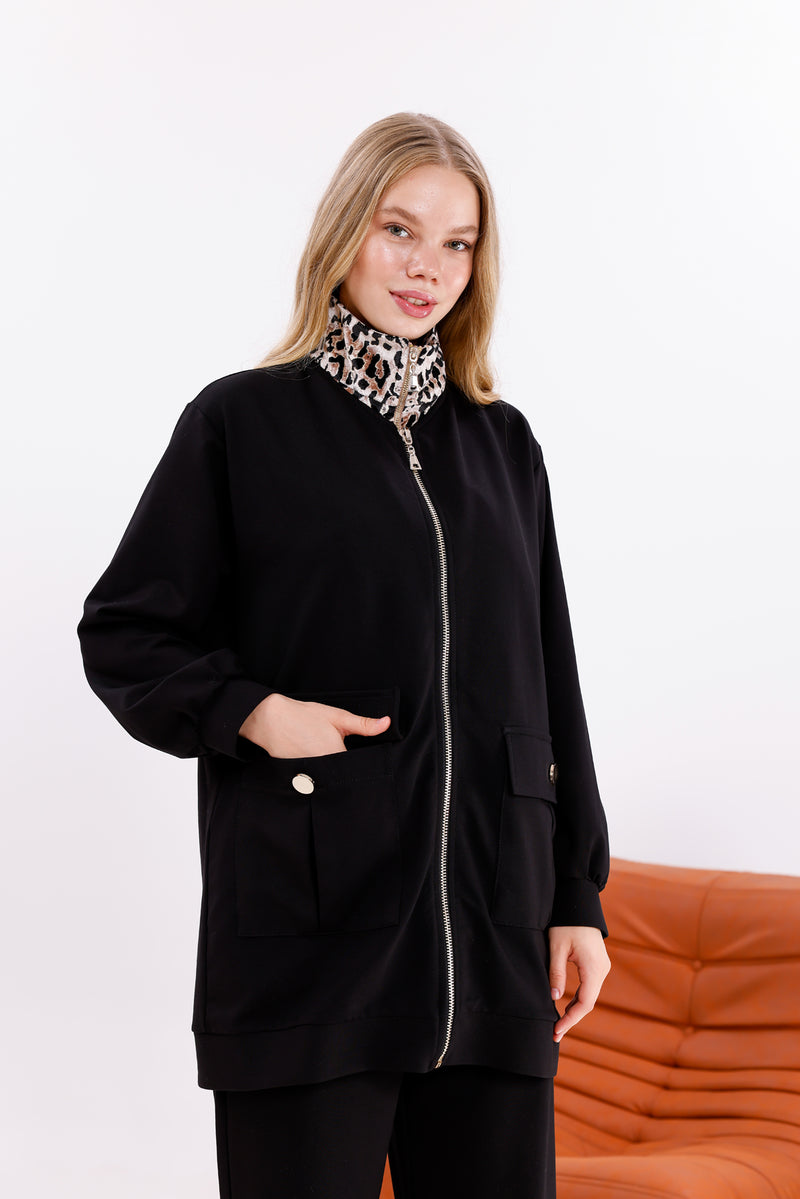 FTZ Leopard Neck Set Black